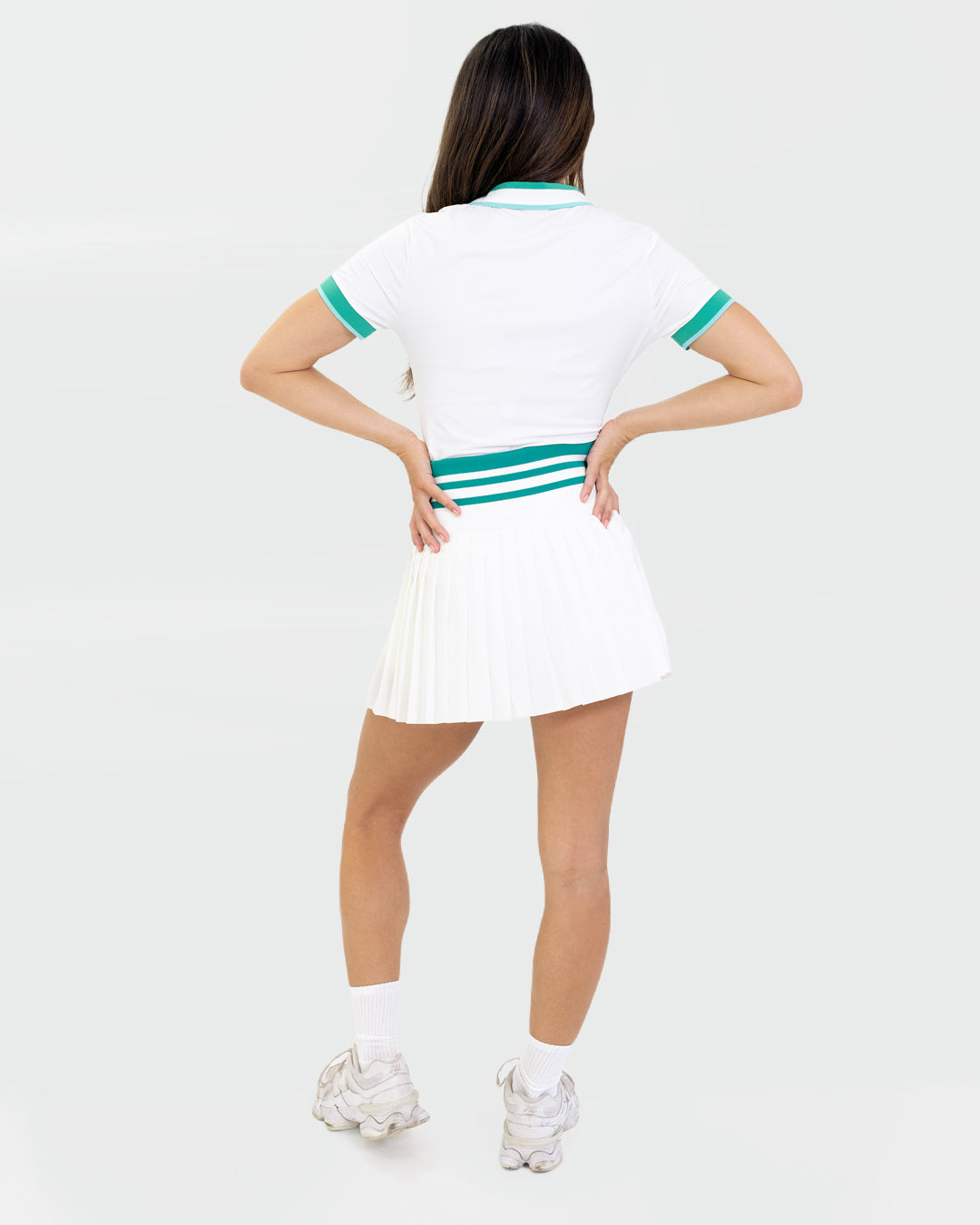 Kuuki Quarter Zip Polo, White and Green
