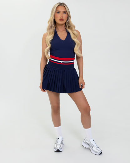 Kuuki Sierra Collar Top, Navy