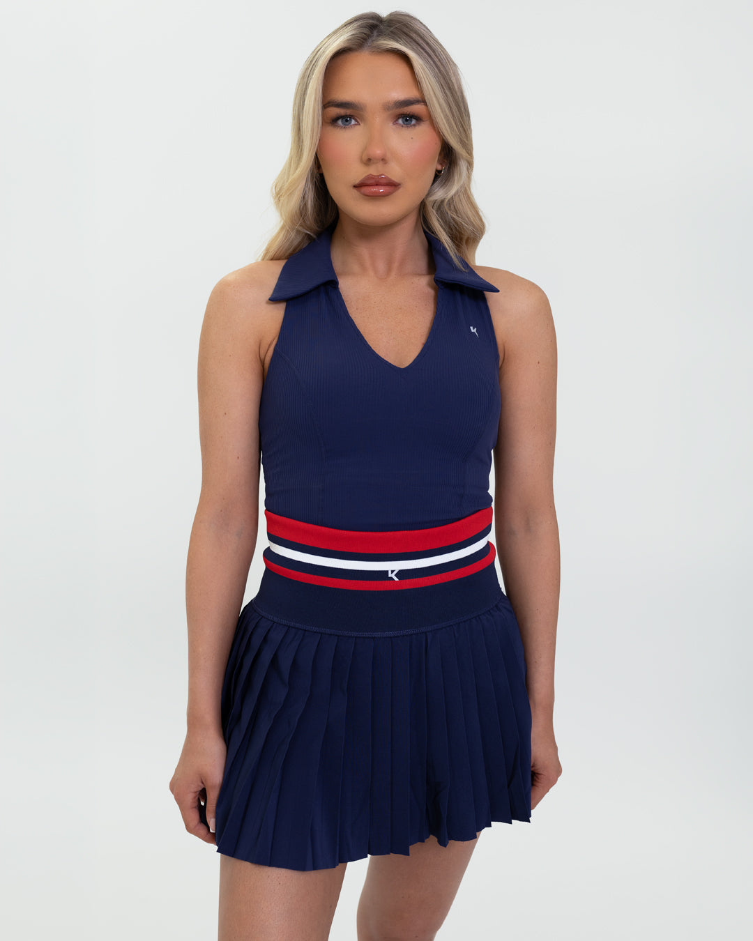 Kuuki Sierra Collar Top, Navy
