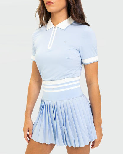 Kuuki Quarter Zip Polo, Light Blue