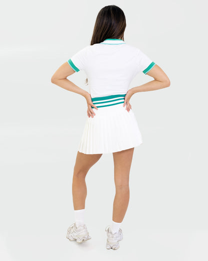 Kuuki Quarter Zip Polo, White and Green