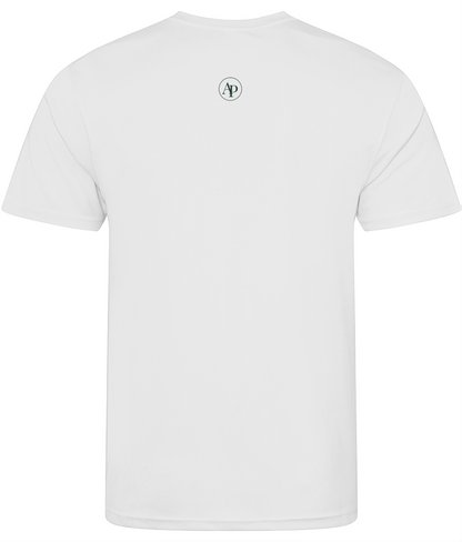White AP Club play tee on white background